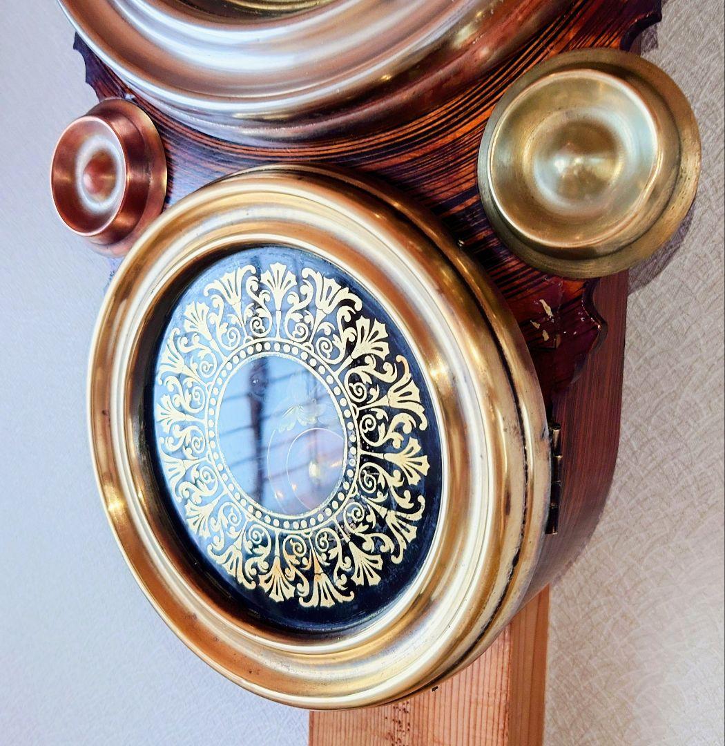 〈完動・美品〉精工舎　真鍮被せ四ツ丸達磨型ゼンマイ振り子時計　アンティーク古時計