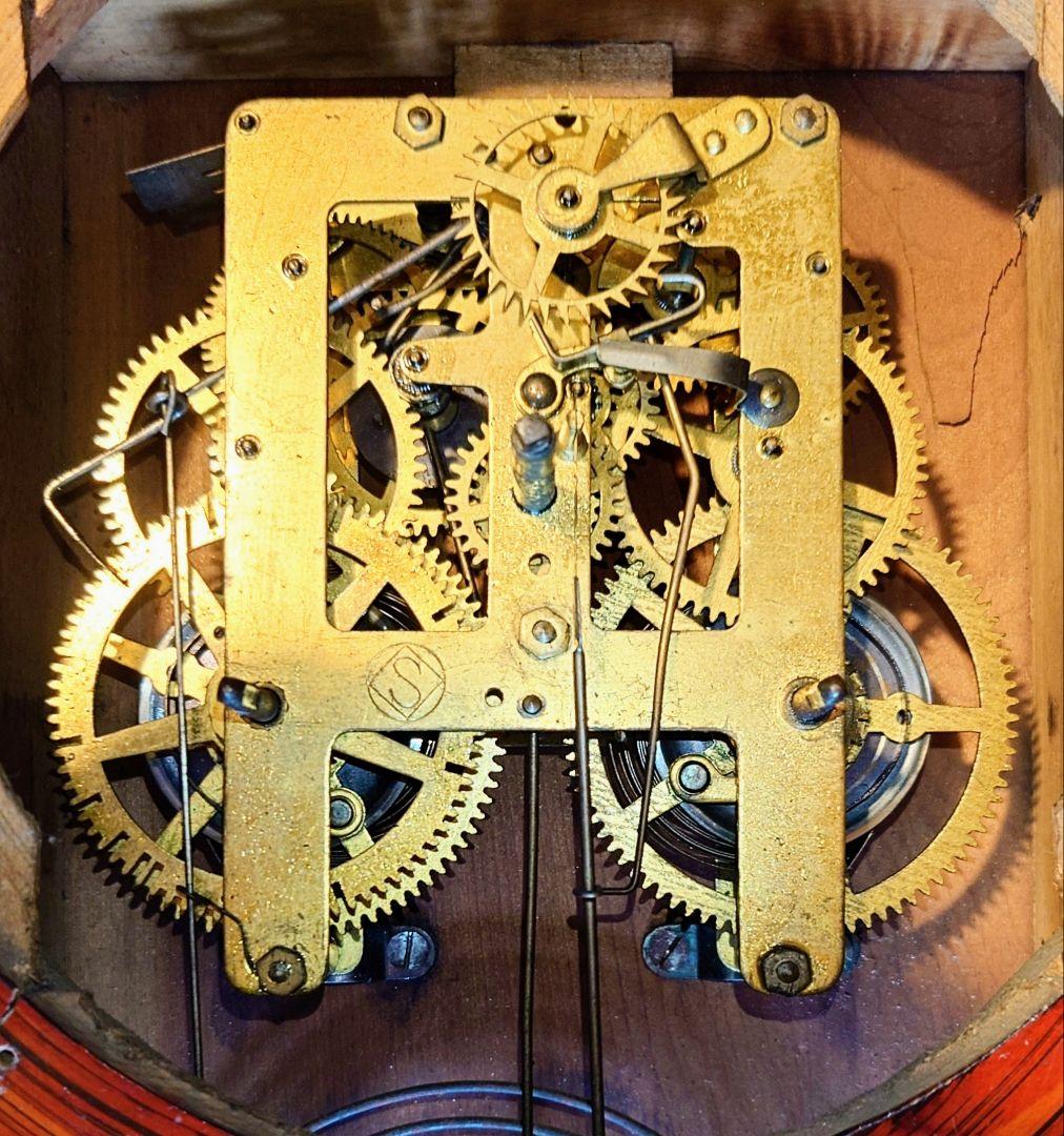 〈完動・美品〉精工舎　真鍮被せ四ツ丸達磨型ゼンマイ振り子時計　アンティーク古時計