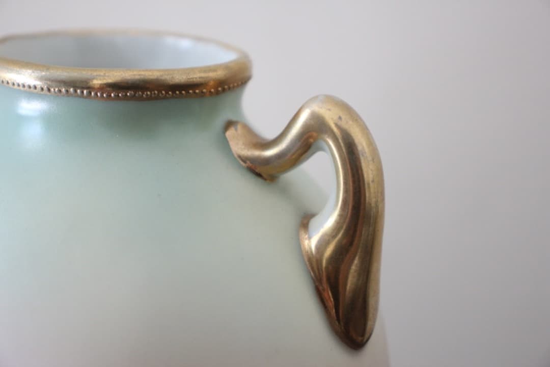 アンティーク　オールドノリタケ　里帰り　金彩　金盛り　取手付き花瓶