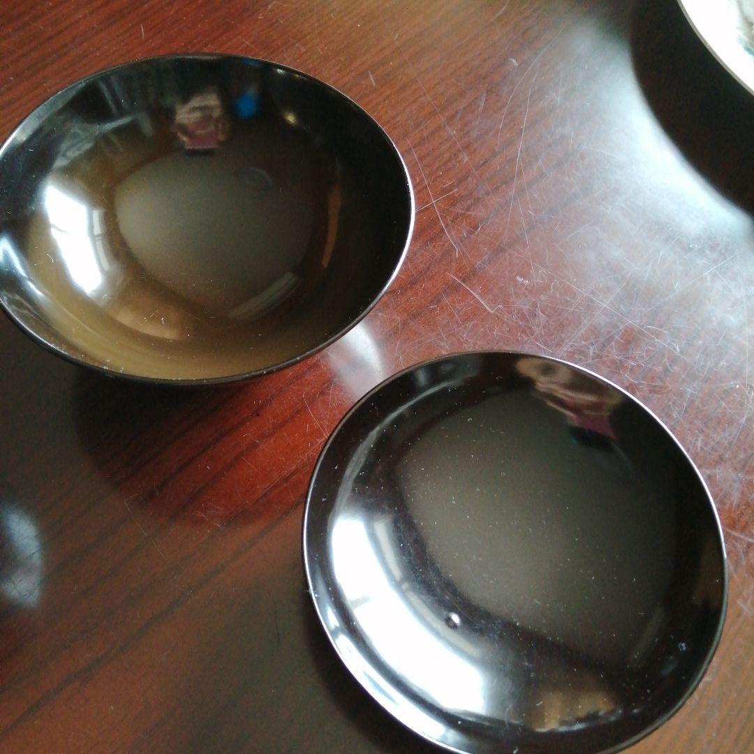 木製漆器　金彩鶴画蓋付椀　9客　12.7cm　大正期　【椀中ヤケあり】