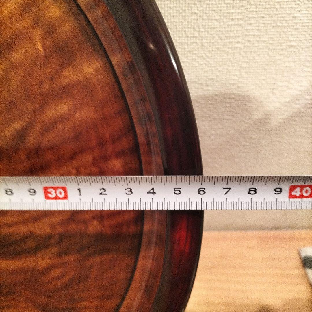 岡山 烏城彫 銘木 素塗り 丸盆