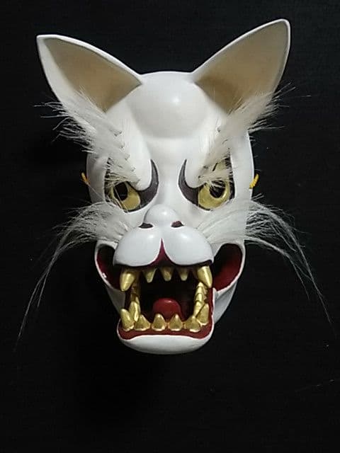 狐面 木彫 彫刻 祭り お面 仮面 伝統芸能 飾り面 工芸 狐面(悪 狐面(悪