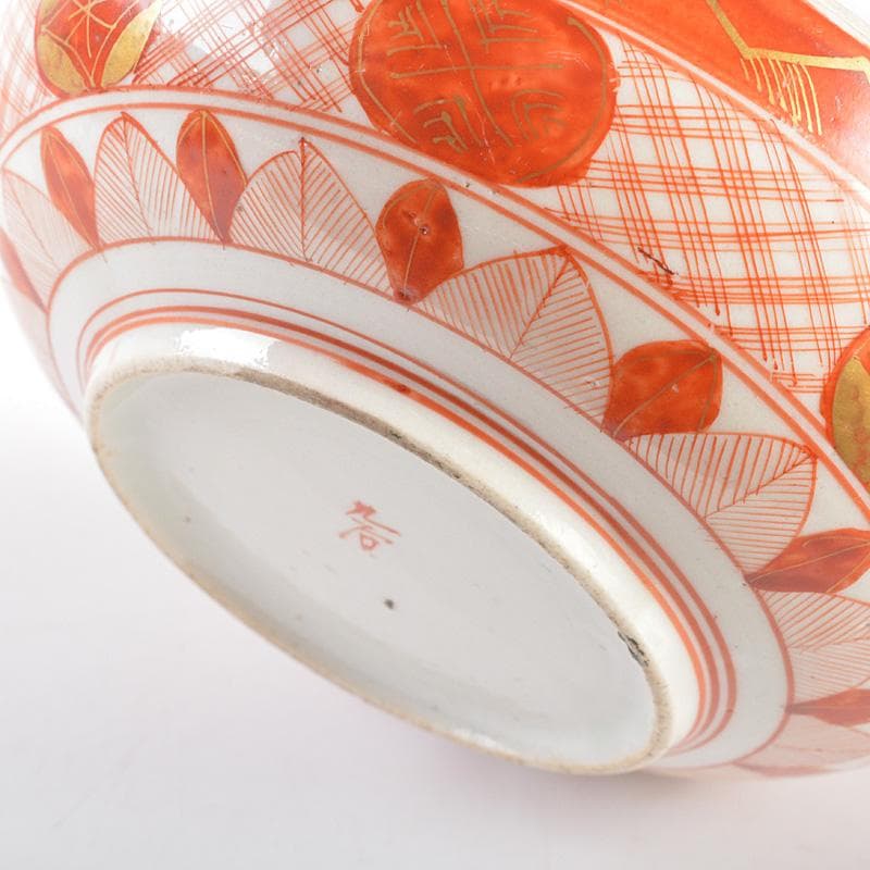 九谷焼 古九谷 赤絵金彩 雲龍山水人物文 蓋物 時代箱付 D R6009 - メルカリ