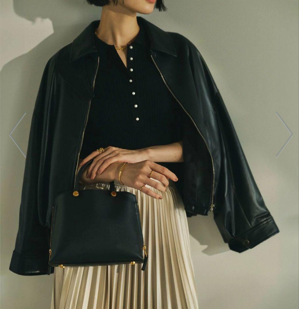 ロペE'POR Y BAG Miniサイドジップミニショルダーバッグ黒／ブルー