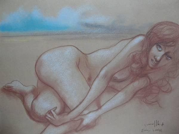 古沢岩美、夕立、希少大判画集画、新品額装付、状態良好