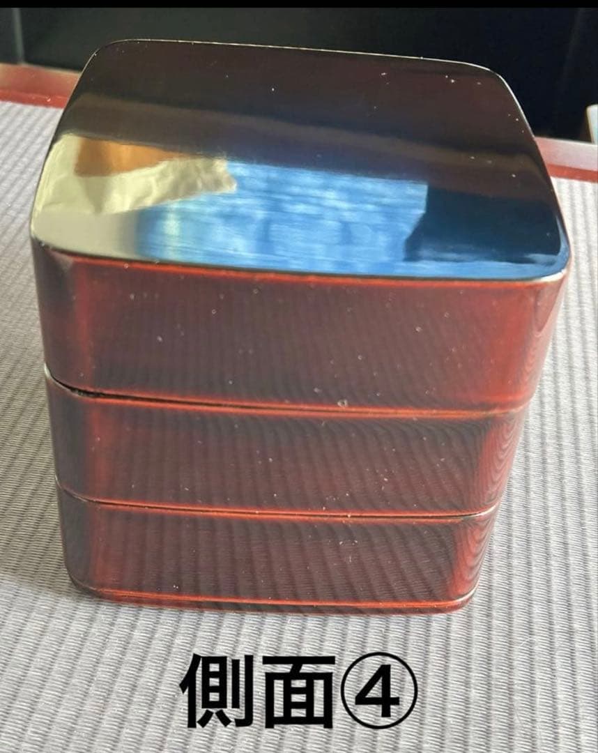 本うるし塗り　会津塗り　重箱　天然木　5寸（15㎝）　三段重　多分未使用　箱入り