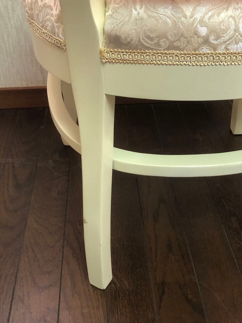 ロココ 猫脚アンティークチェア♦️美しい ホワイト ダマスク♦️完売