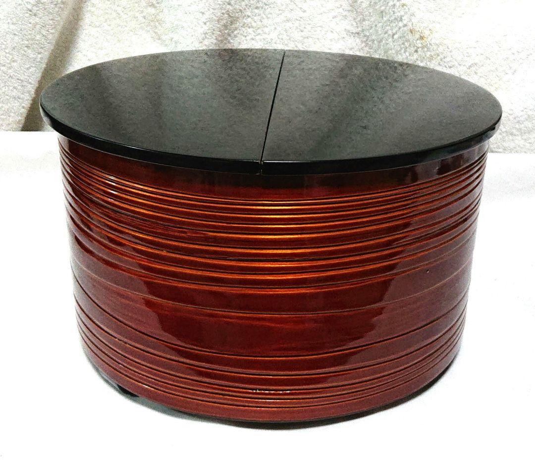 春慶塗曲水指　漆器蓋付きA454