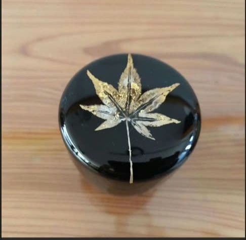 茶道具 棗 なつめ 真塗 茶道 茶筒 紅葉 黒