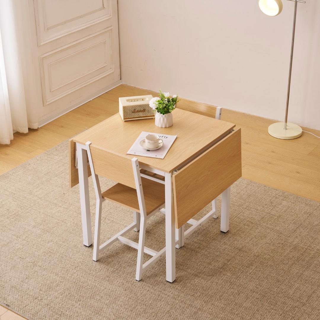 超人気！【ナチュラル】ダイニングセット 3点 2人掛け 伸縮ウッド