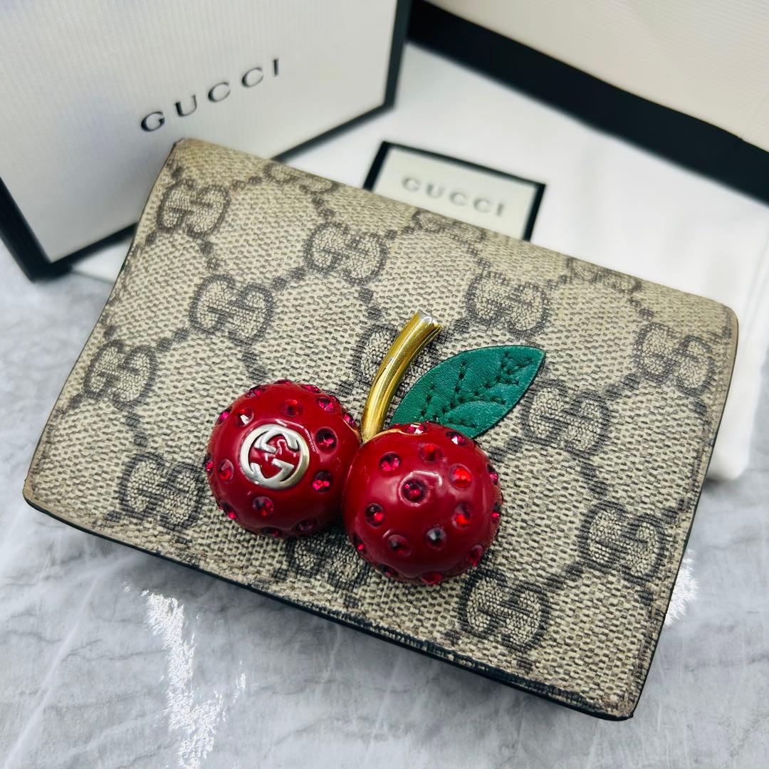 GUCCI グッチ 折り財布 GG柄 さくらんぼ チェリー