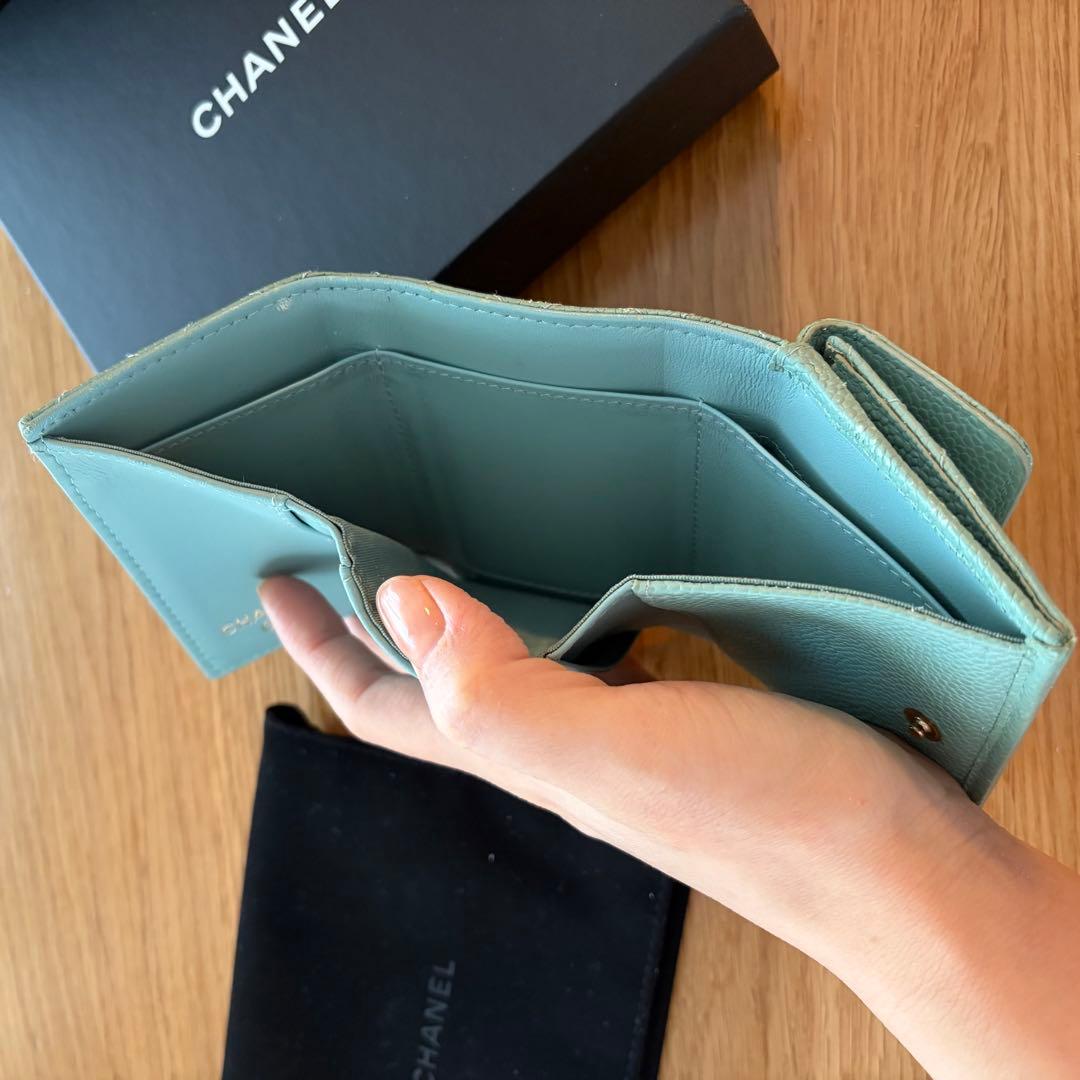 CHANEL ボーイシャネル 三つ折り財布 ミントグリーン