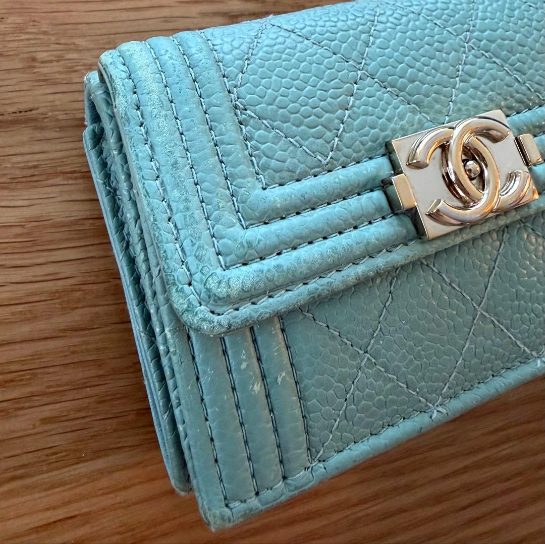 CHANEL ボーイシャネル 三つ折り財布 ミントグリーン