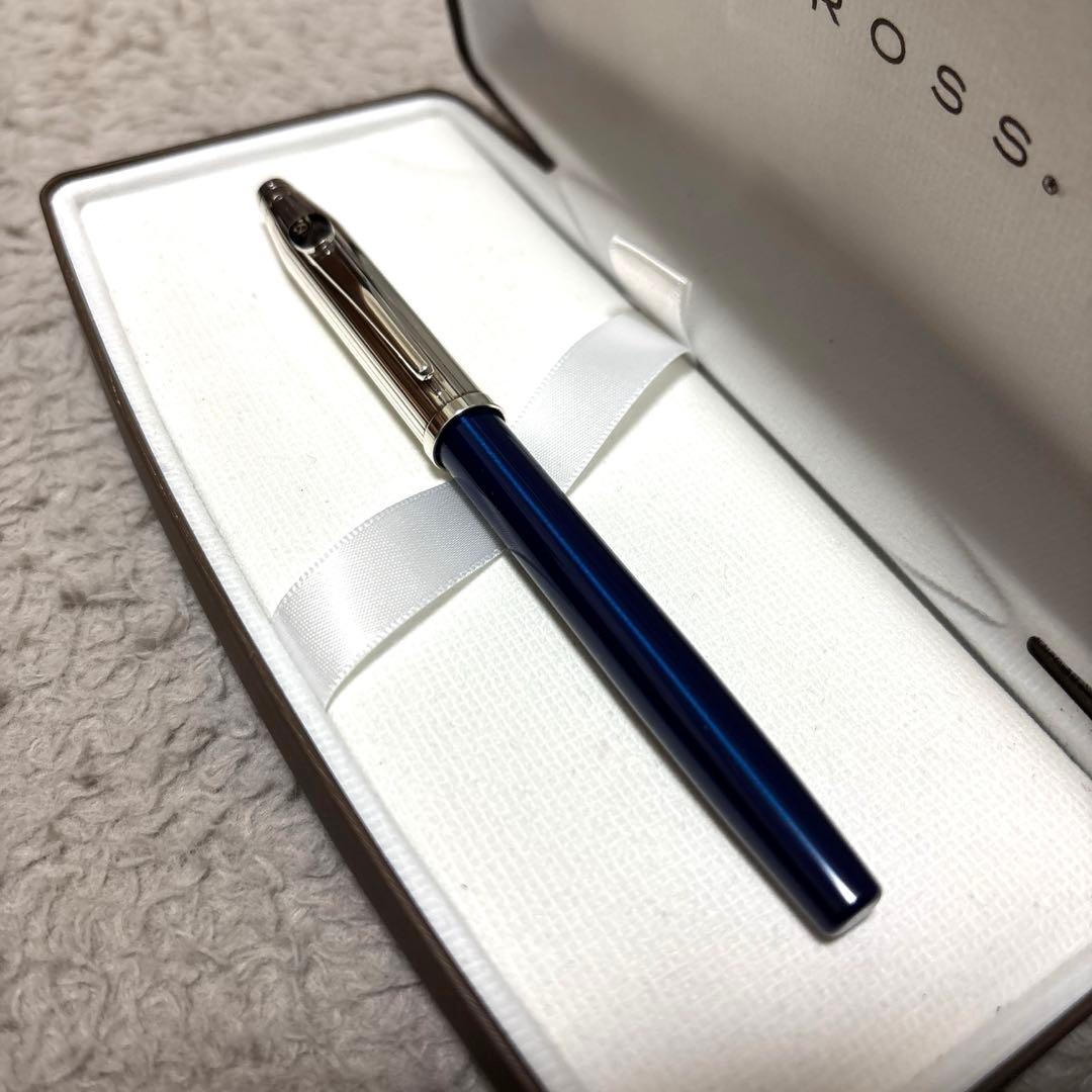 CROSS クロス シルバーカラー ネイビー 万年筆 18Kペン先 希少