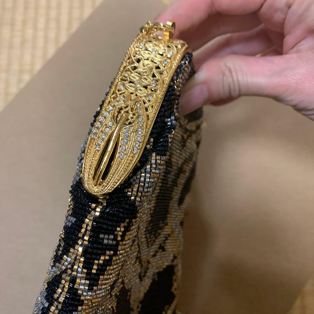 デリカビーズ　フリンジ　バッグ　ハンドメイド　シルバー