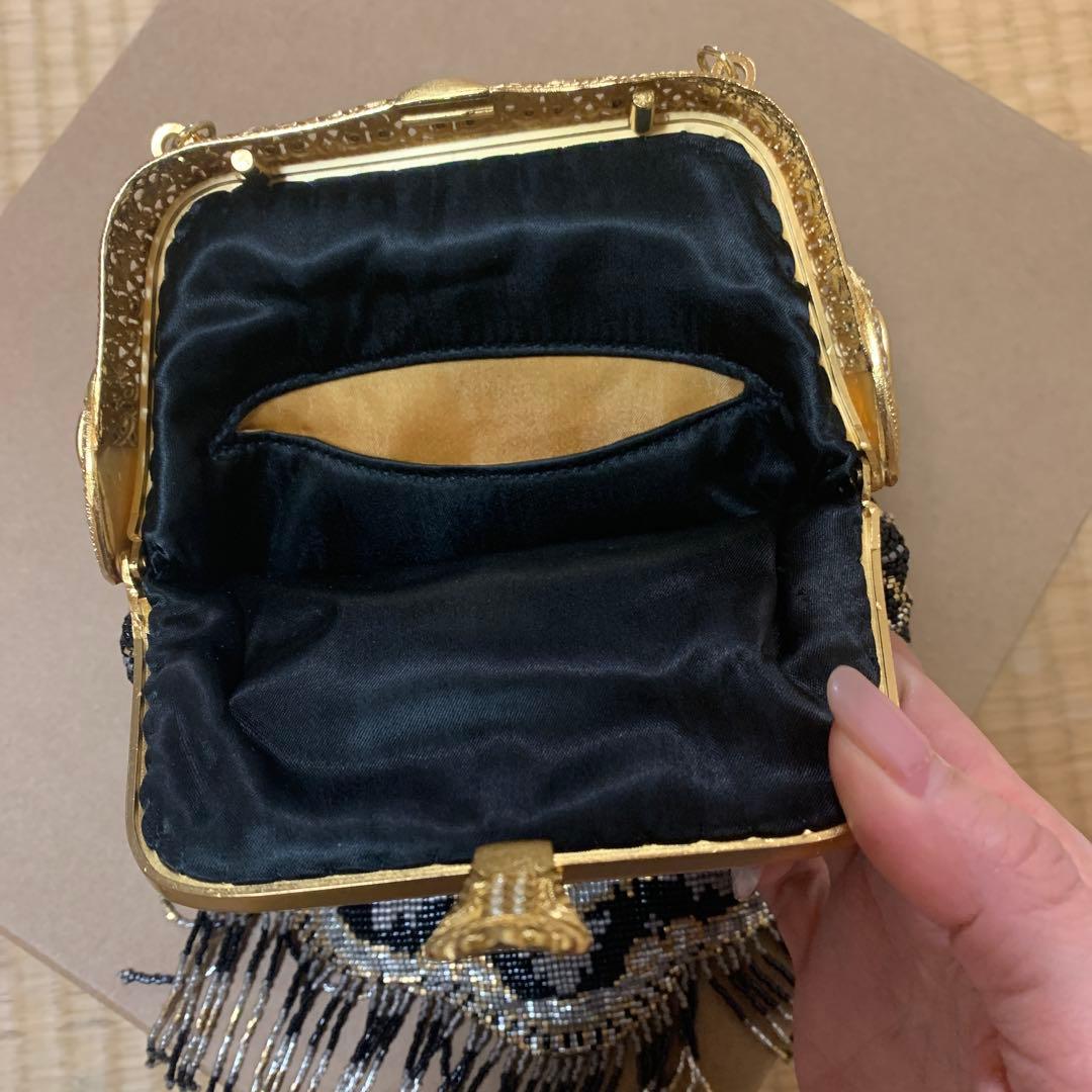 デリカビーズ　フリンジ　バッグ　ハンドメイド　シルバー