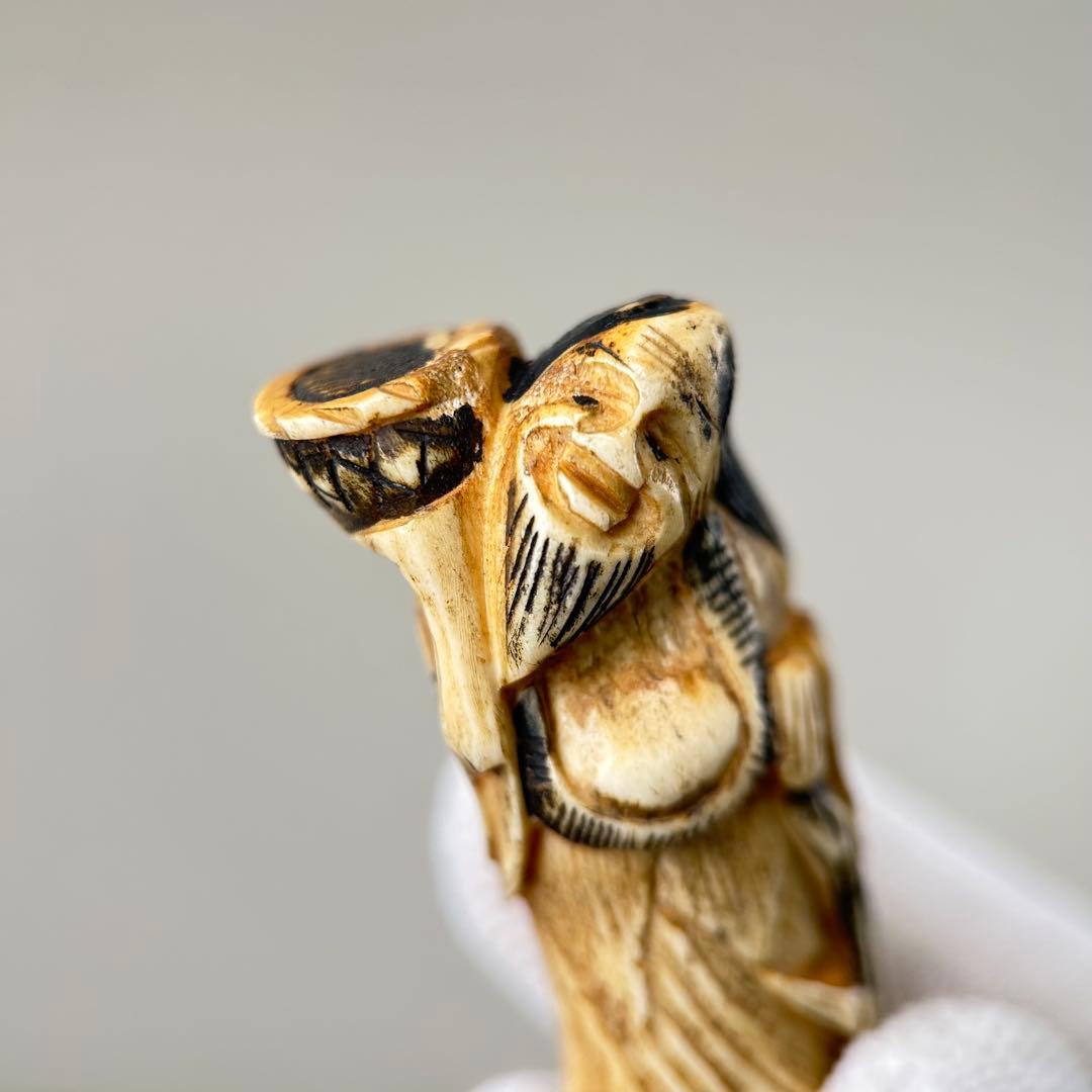 彫刻極上根付天然素材アンティーク骨董飾り物古美術置物細密細工