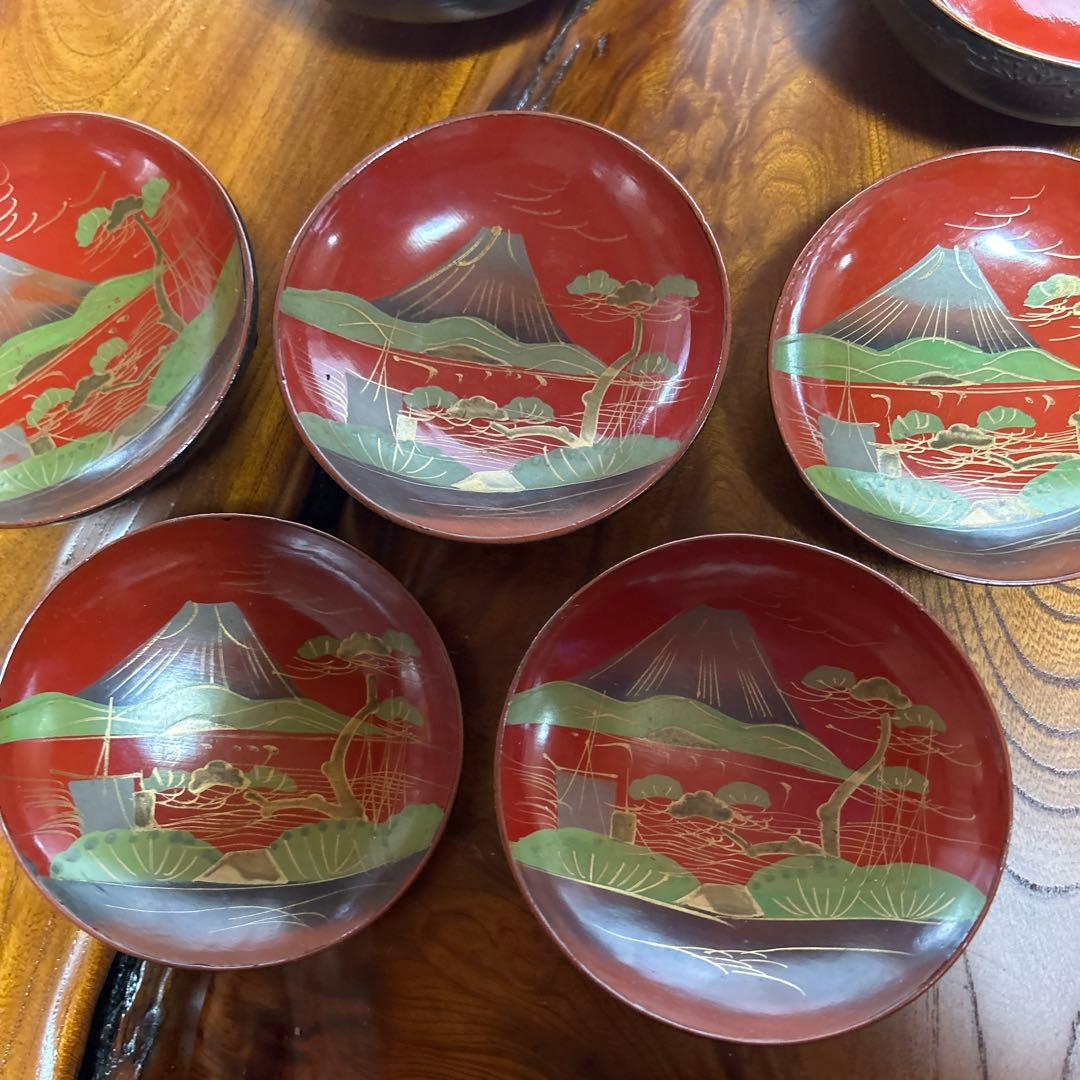 吸物椀　蓋付絵柄富士山10客