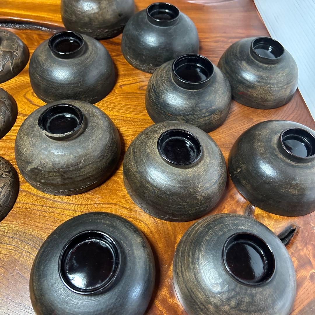 吸物椀　蓋付絵柄富士山10客