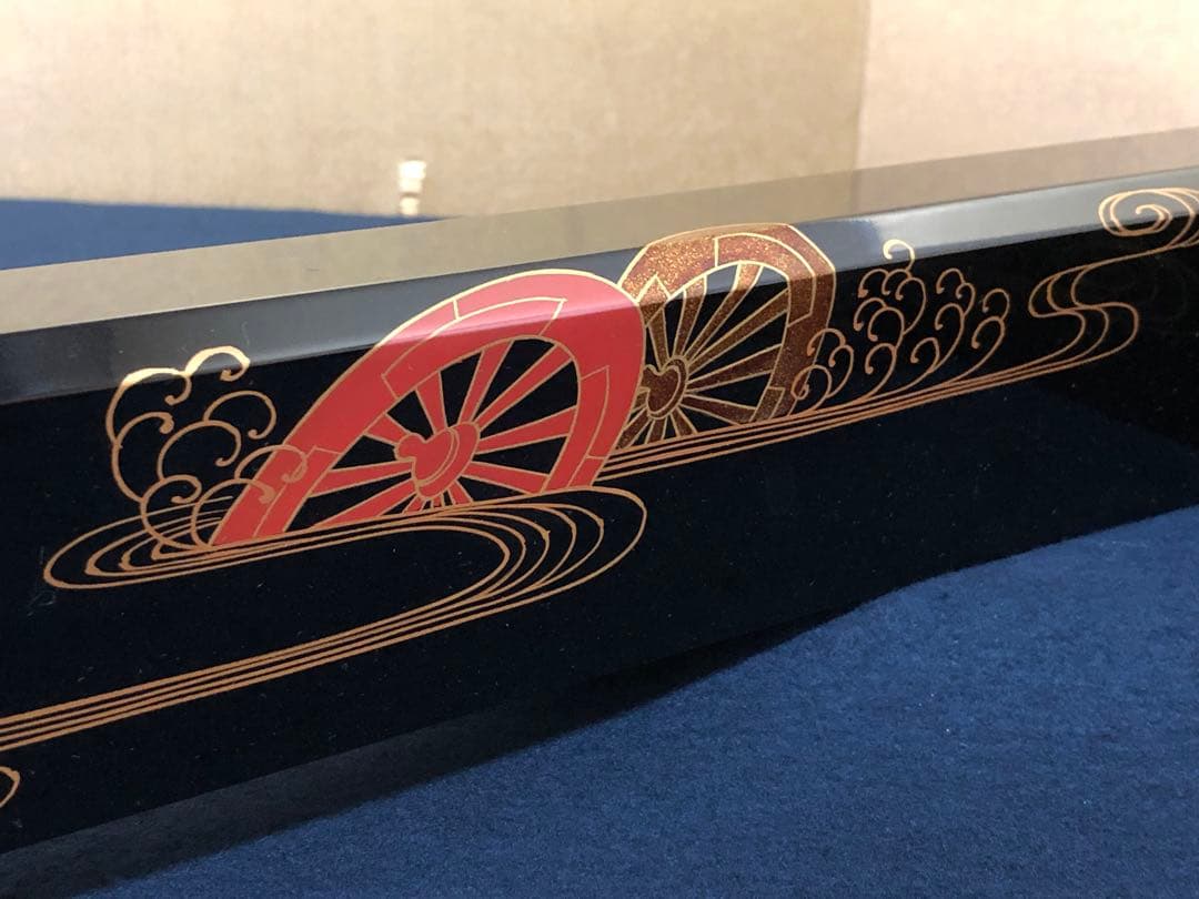 《R》茶道具 黒真塗 源氏車蒔絵 炉縁 蒔絵師 司光作 共箱 251022い5