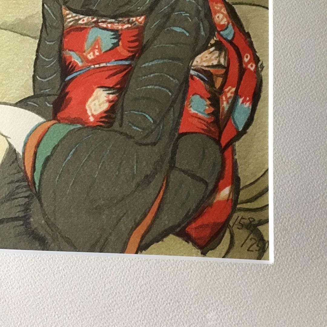 竹久夢二 「椿の髪飾り」 リトグラフ美人版画限定250部158/250 - メルカリ