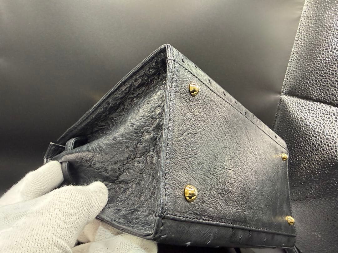 【値下げ】オーストリッチ ブラック ハンドバッグ