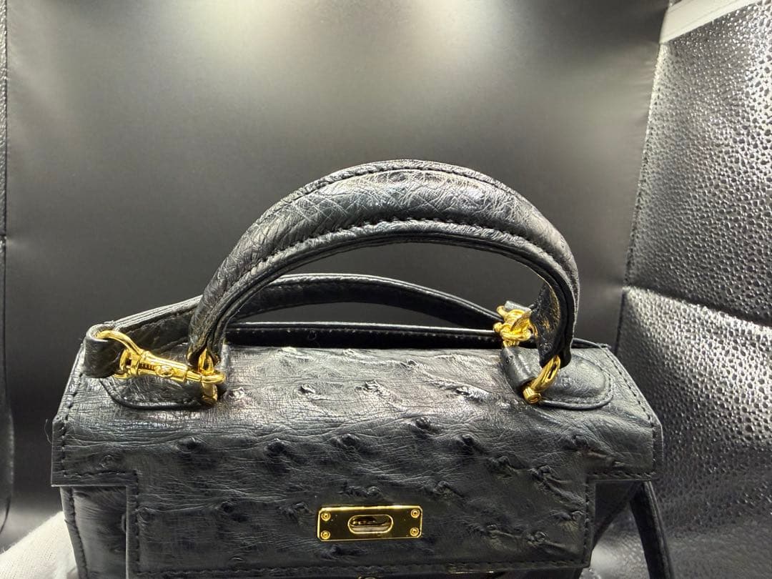 【値下げ】オーストリッチ ブラック ハンドバッグ