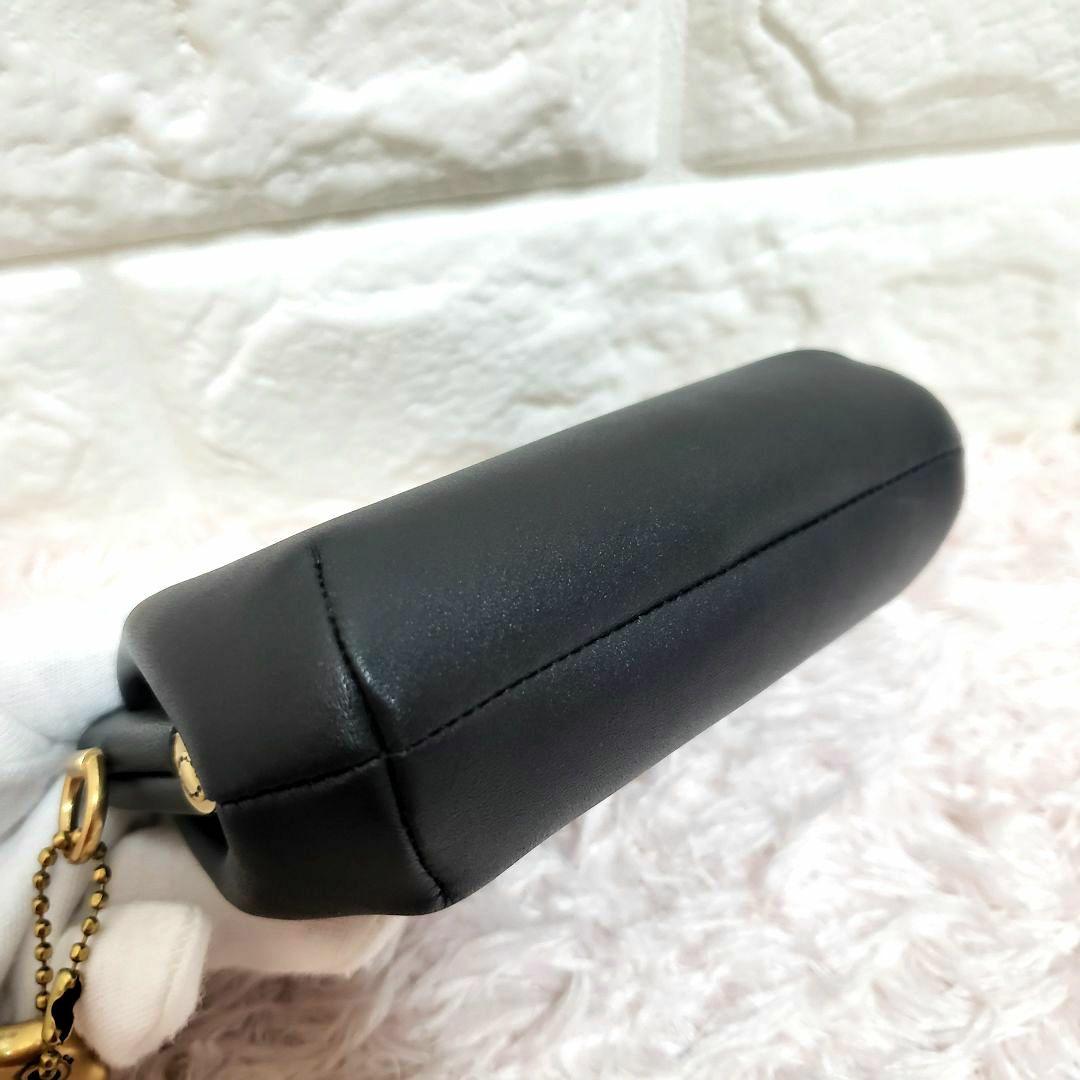 COACHコーチ オールレザー ブラック がま口 ケース カードケース新品