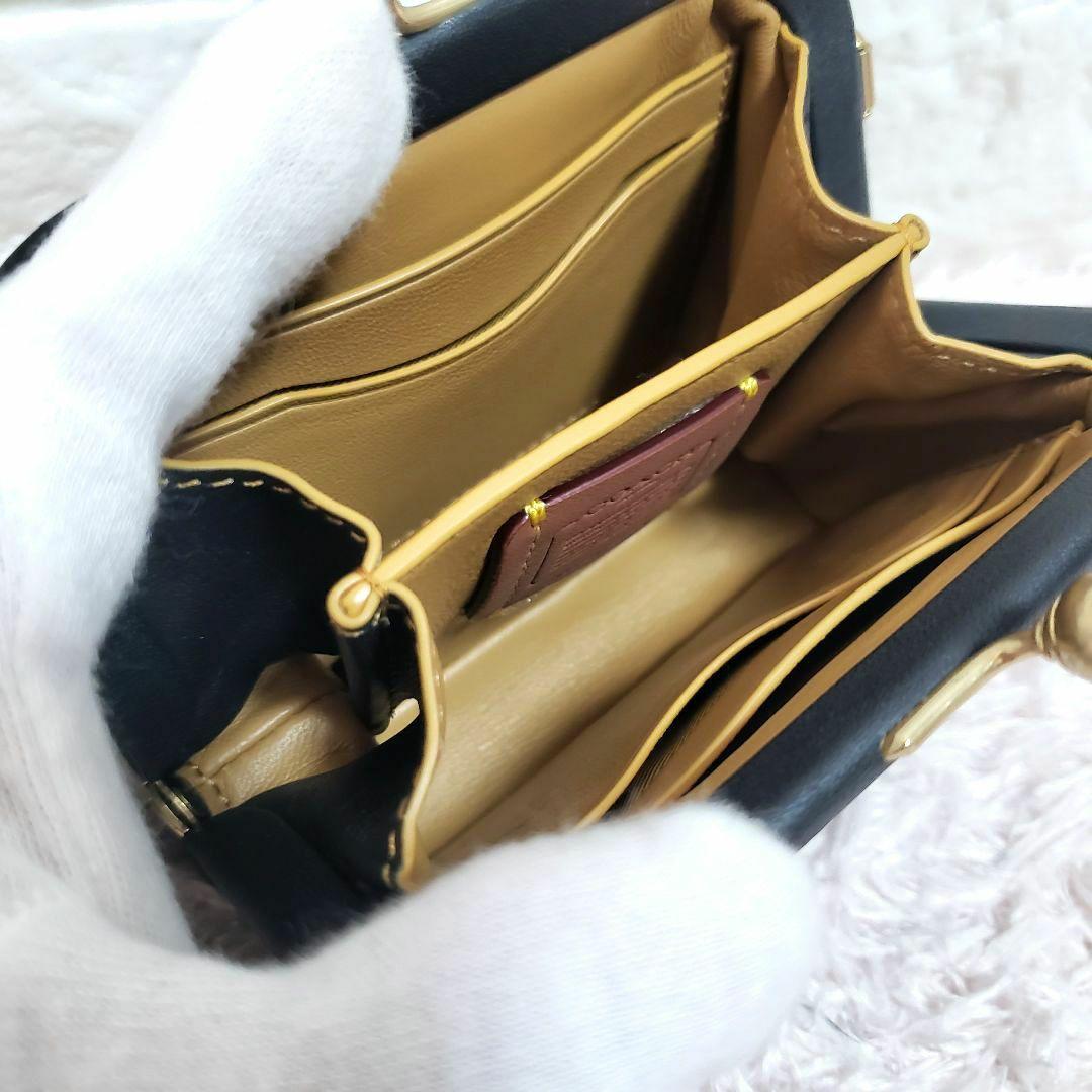 COACHコーチ オールレザー ブラック がま口 ケース カードケース新品