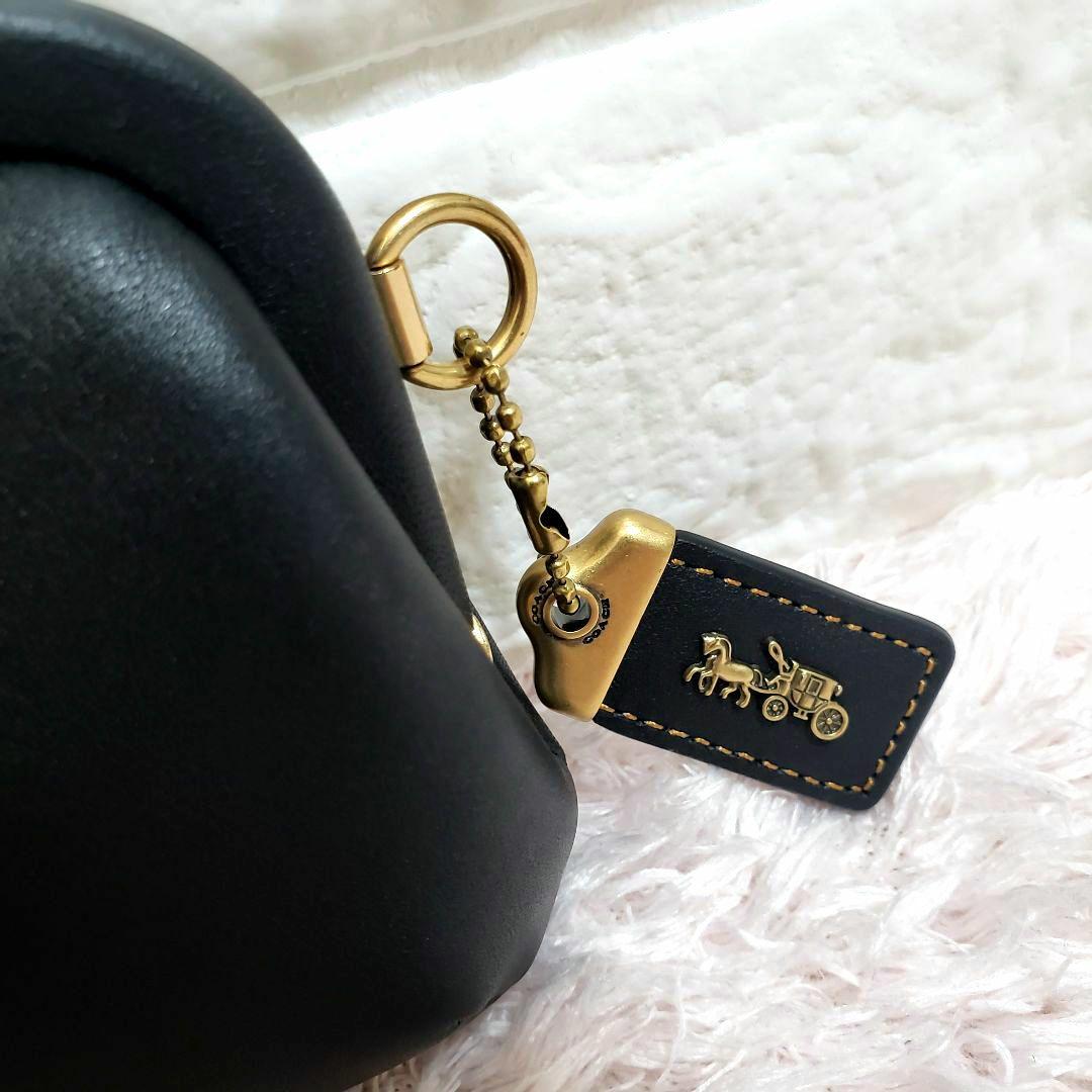 COACHコーチ オールレザー ブラック がま口 ケース カードケース新品