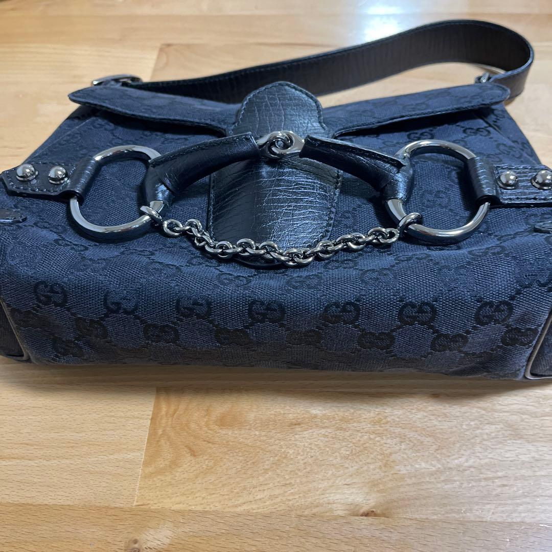 美品！GUCCI グッチワンショルダーハンドバッグ キャンバス　ホースビットレザ