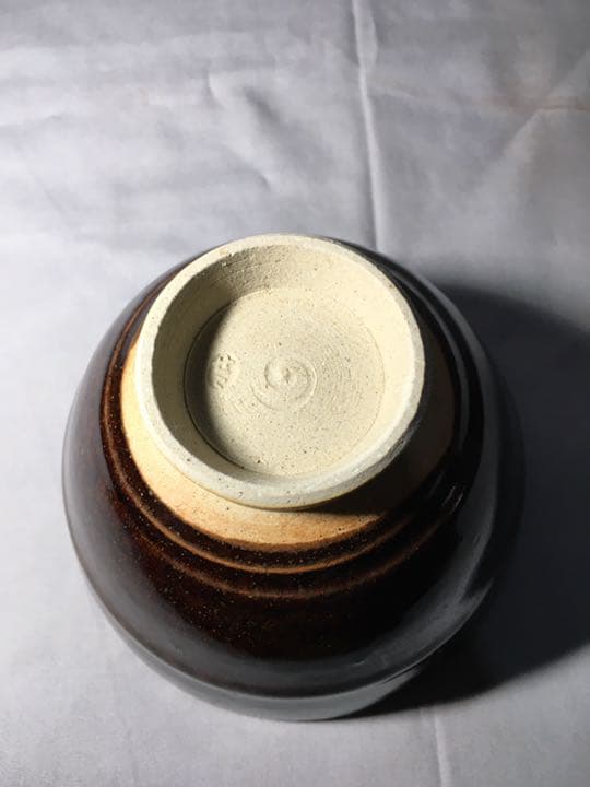 【茶道具】陽炎園造  膳所焼 胴紐 茶碗 A162