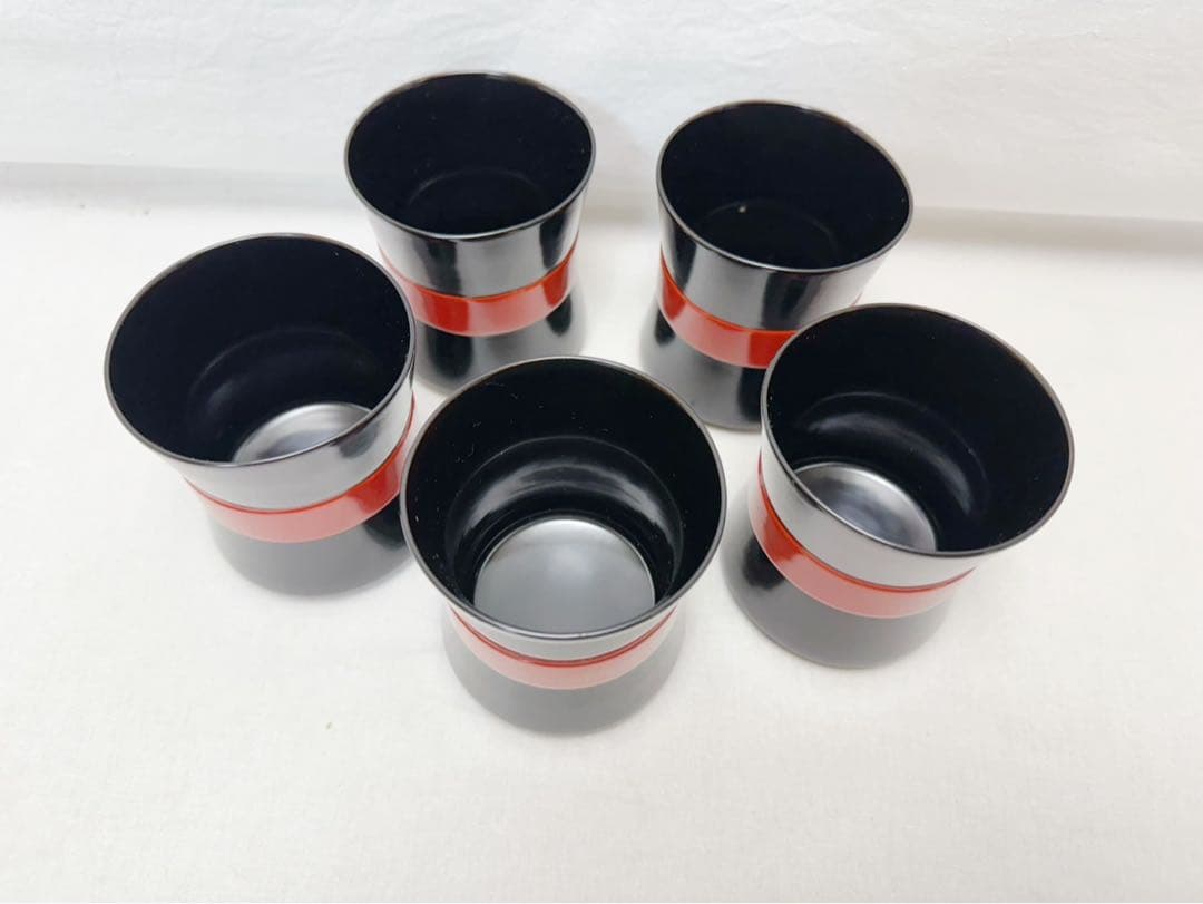 ほぼ未使用 懐石道具 平安象彦 木製黒真塗 箸洗 小吸物椀 5客揃 底印 共箱