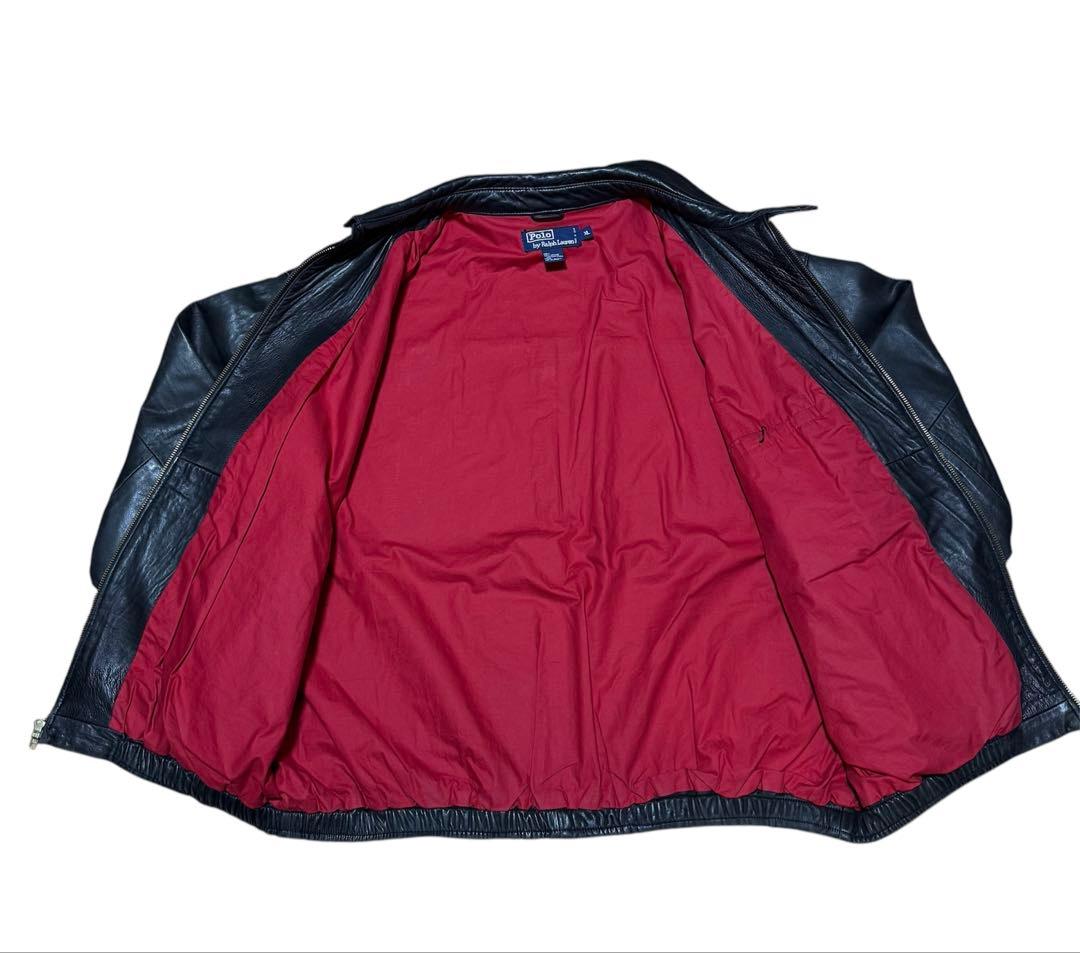 希少 90s ラルフローレン ポニーマークなし レザー スイングトップ 革