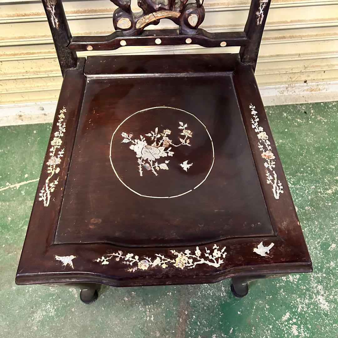 CF33☆中国美術☆ アンティーク 中国唐木椅子 椅子 伝統工芸家具