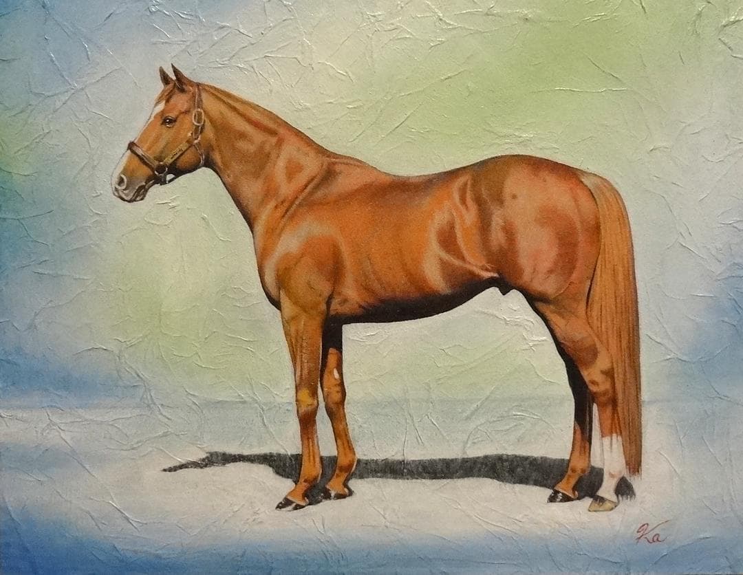 上鈴木正一 油彩画 F6号『オルフェーヴル号立ち姿』ウルス様のオーダー