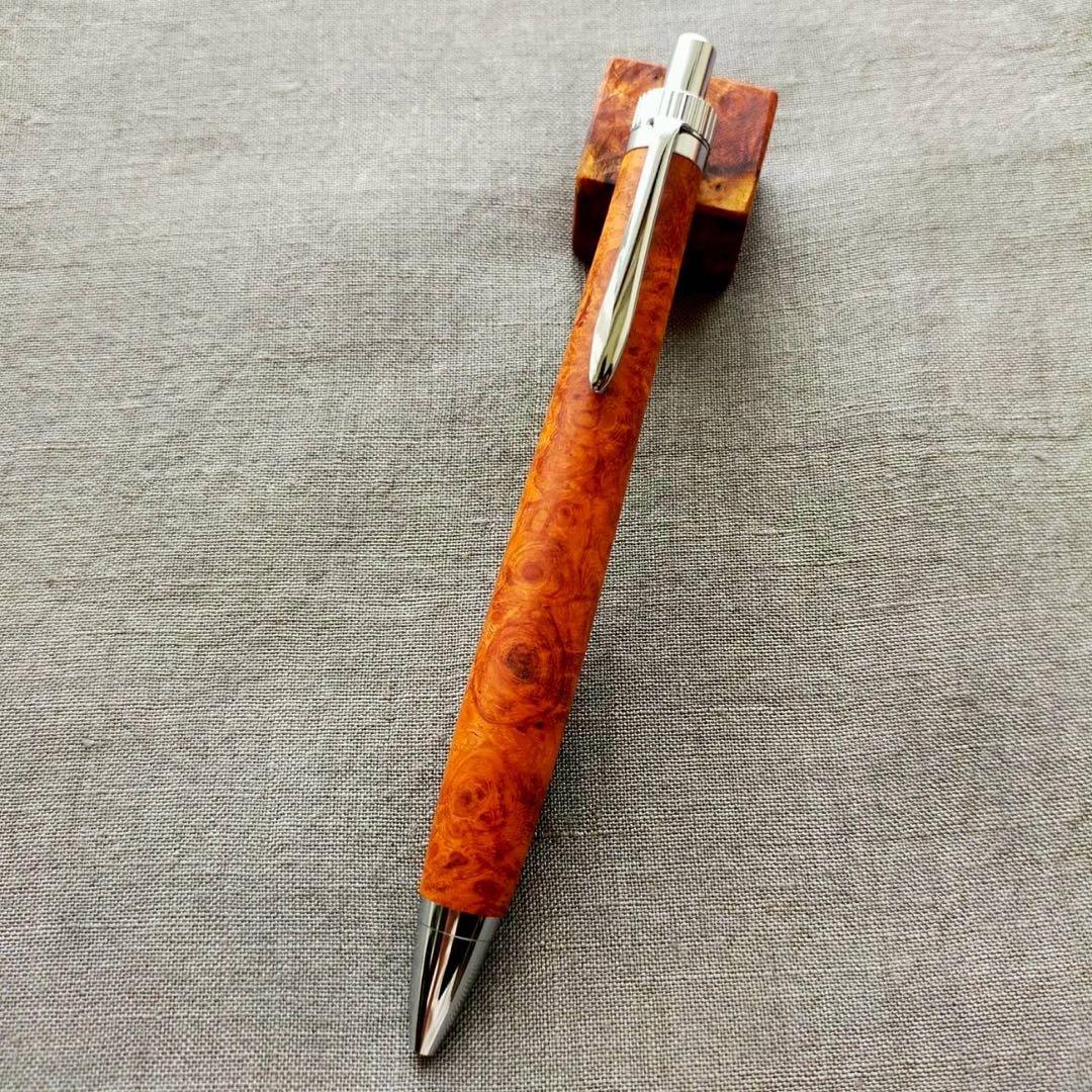 特上花梨瘤 ハンドメイド 木軸ボールペン G2 天然木 シルバー