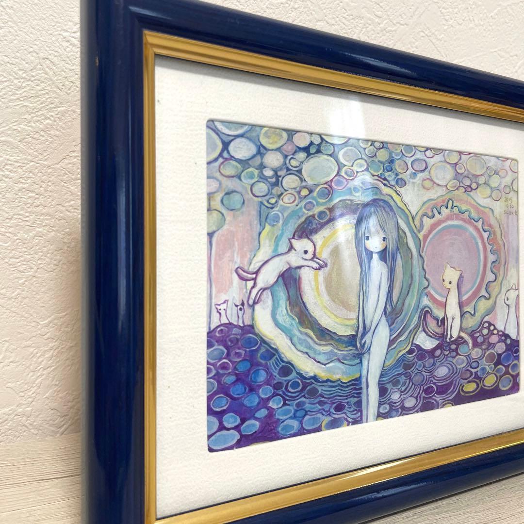 si_ku 黄菊しーく painting 原画　18×23cm(額縁含む)