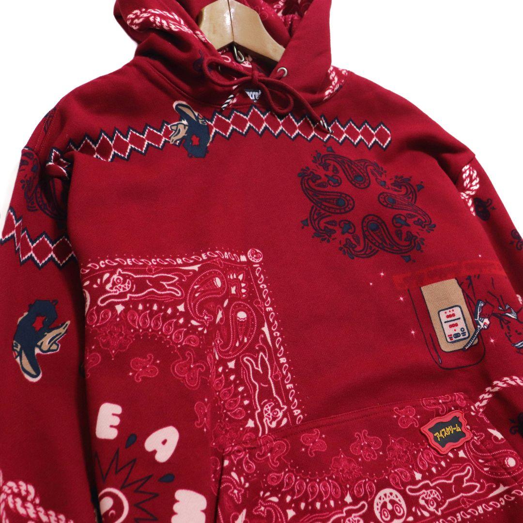 ICECREAM アイスクリーム 総柄 ペイズリー柄 プルオーバーパーカー L