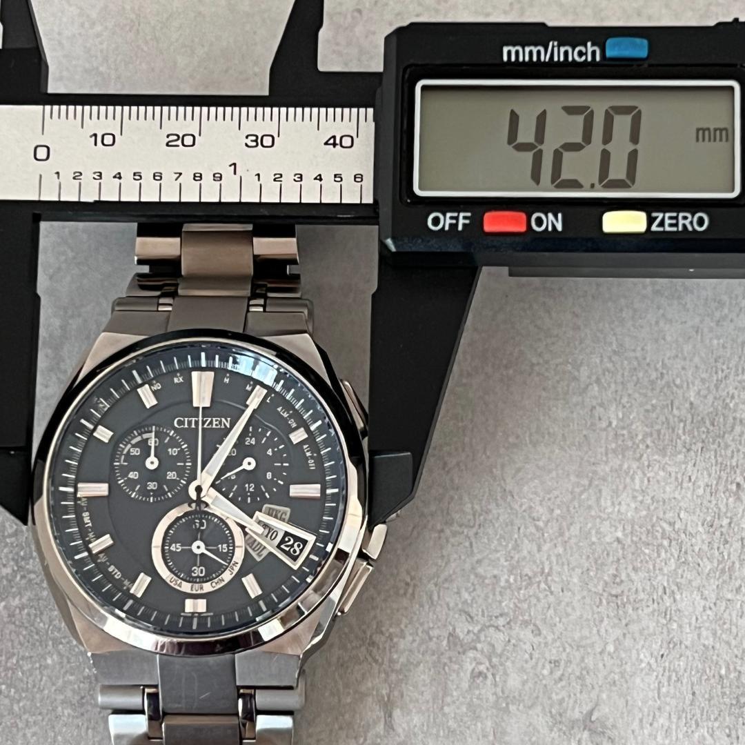 【√M】稼働品 シチズン アテッサ 電波ソーラー クロノ メンズ チタン