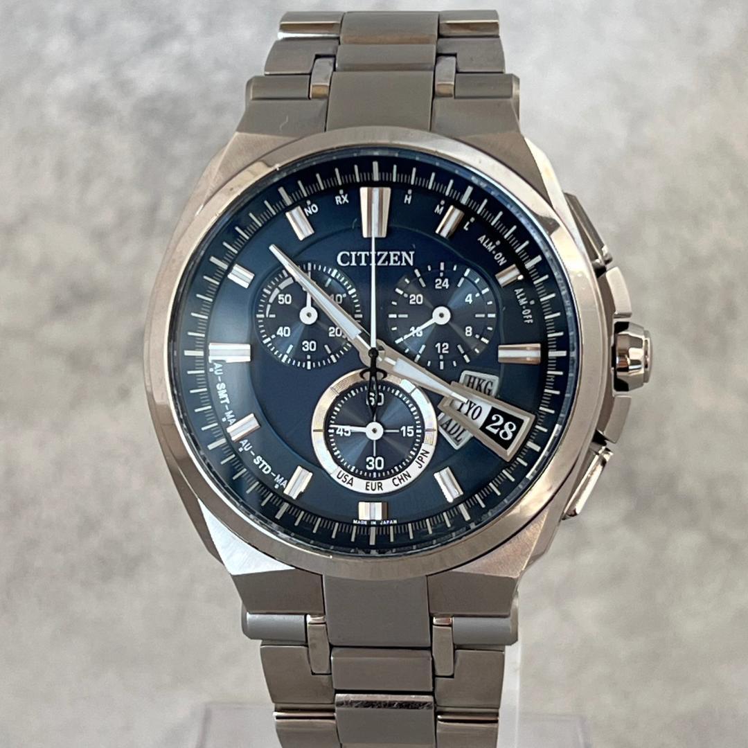 【√M】稼働品 シチズン アテッサ 電波ソーラー クロノ メンズ チタン