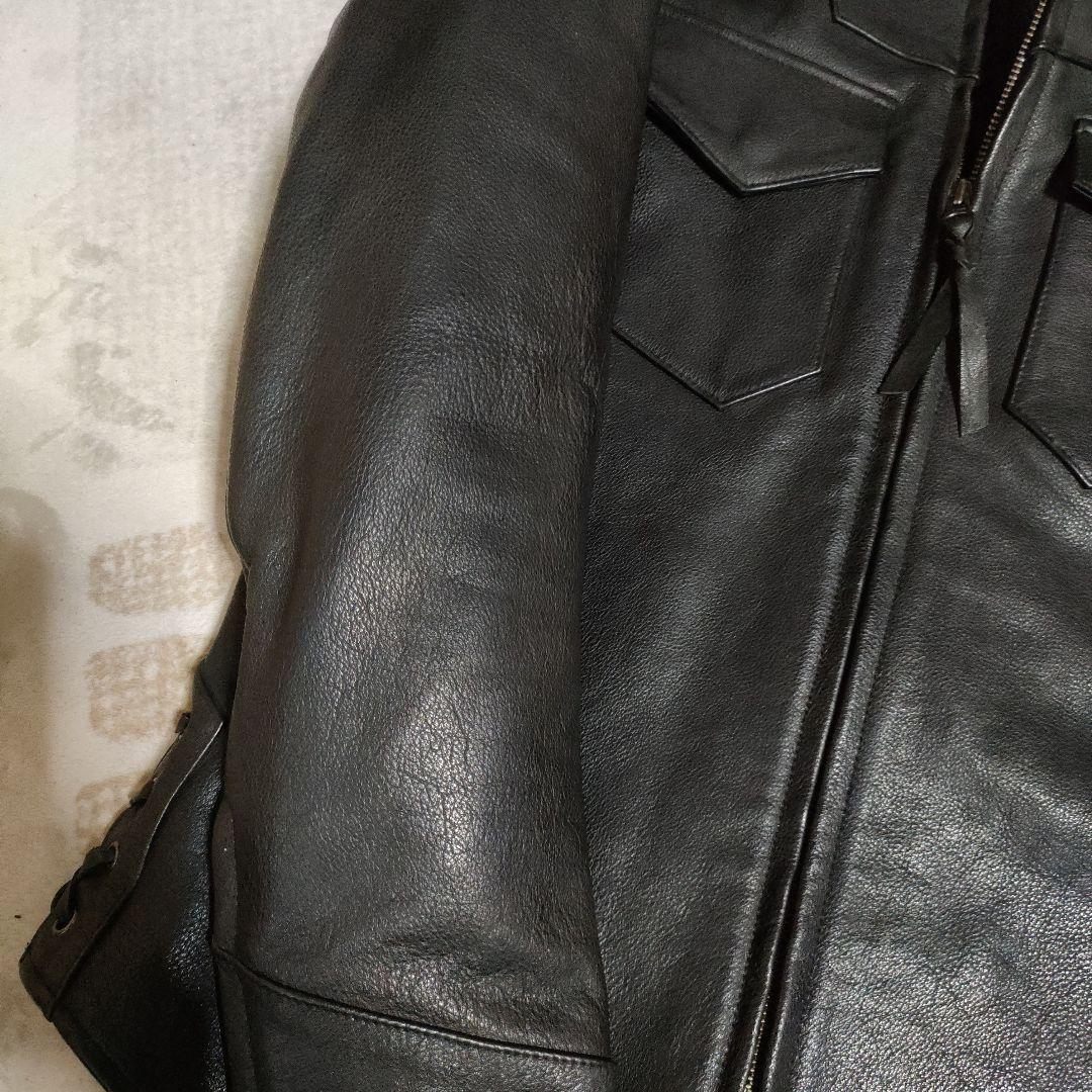 レア カドヤ 本革レースアップレザージャケット シャツタイプ シボ革の