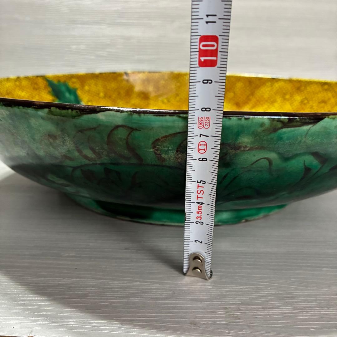 飾皿 大皿 青手 九谷 角福 絵皿 花鳥図 陶器皿 飾鉢