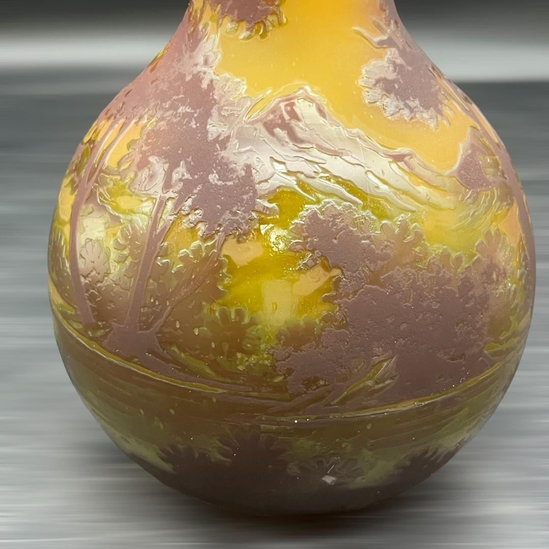 エミールガレ 鶴首 花瓶 カメオ彫り 被せガラス 高さ24cm - メルカリ