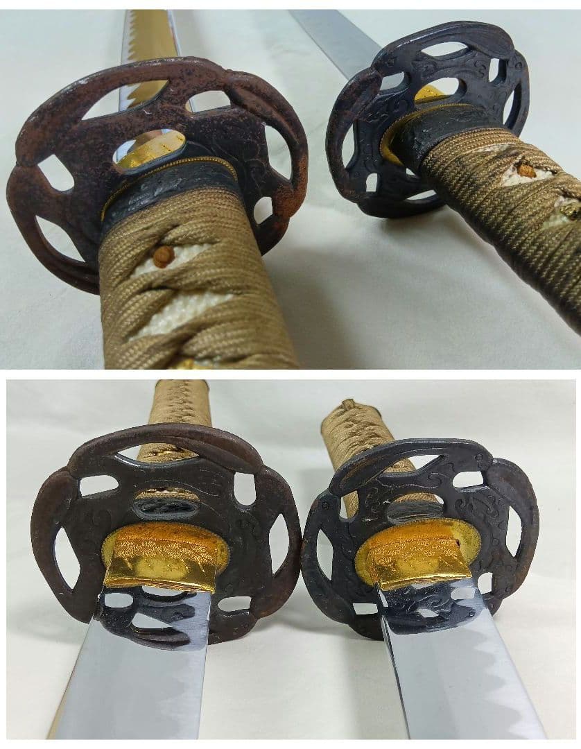 模造刀　模擬刀　日本刀　2振り　刀掛け　美術刀剣 武具　スタンド付　鹿角