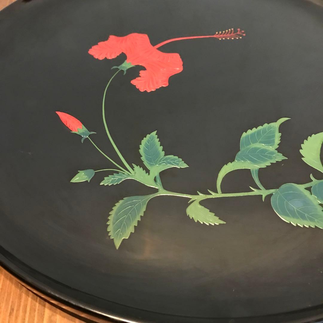 美品 琉球漆器 ハイビスカス 工芸品 木製 漆塗り はっきりとした色使い