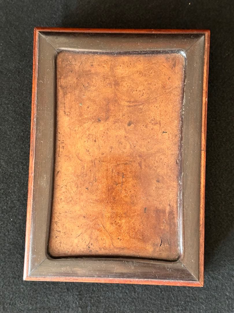 書道具 唐木花梨瘤杢硯箱 画家辻口南華愛用の雨畑硯付　唐木硯箱　硯筥 書道道具