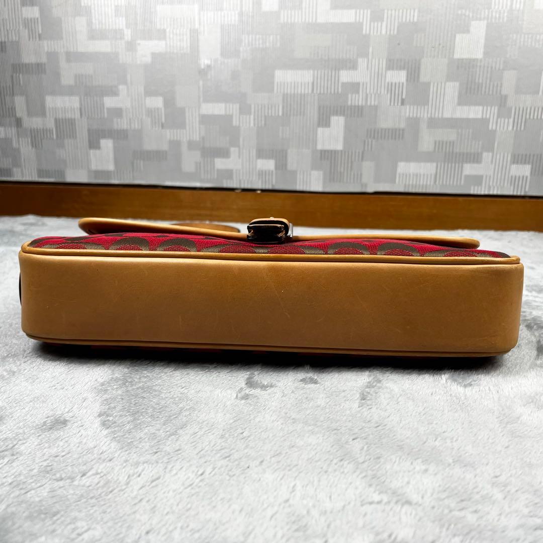 バッグ Coach Signature Clip Flap Red Bag