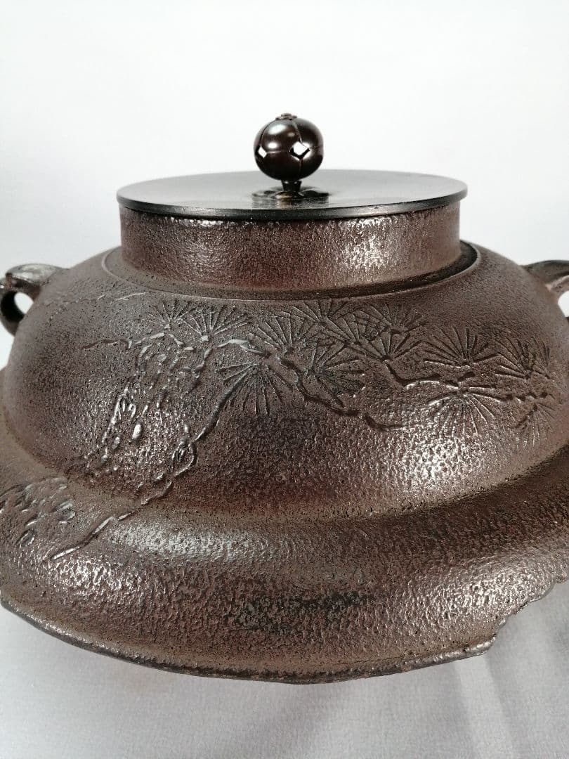 鉄製 六角形 茶釜 銅製蓋付き 時代物