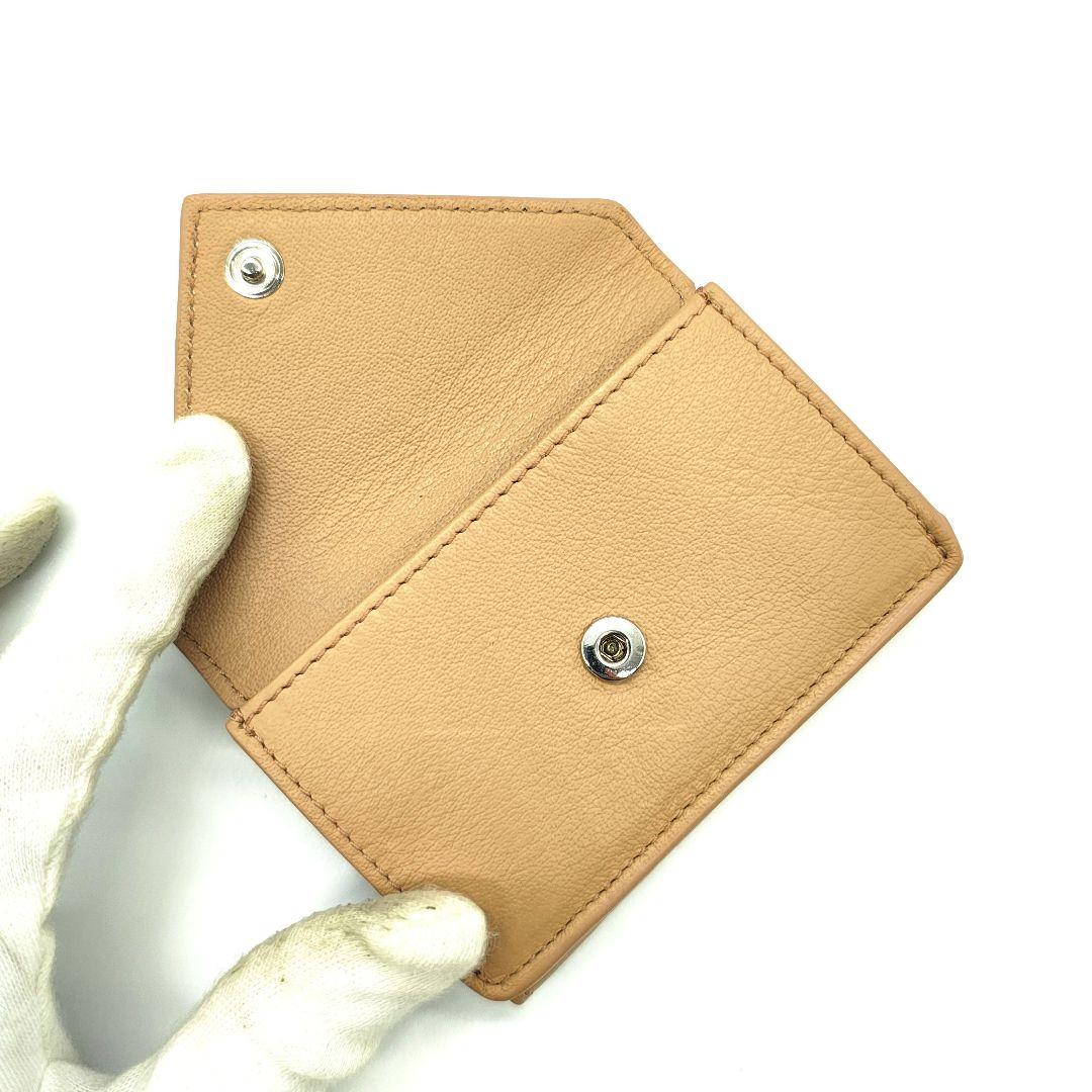 極美品 バレンシアガ 三つ折り財布 ペーパーミニウォレット ベージュ